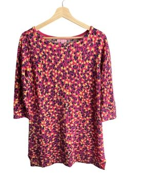 Lilly Pulitzer Women's Anna Azalea 100% Merino Wool Tunic Sweater Size L Pink